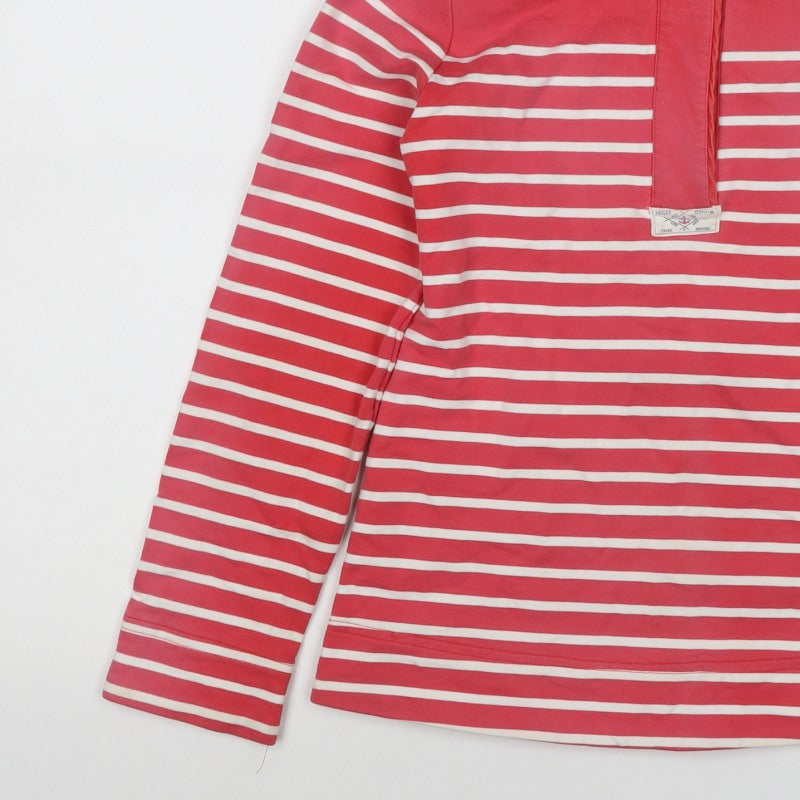 Joules Women’s Red White Striped Logo High Neck Pullover Sweatshirt UK 10