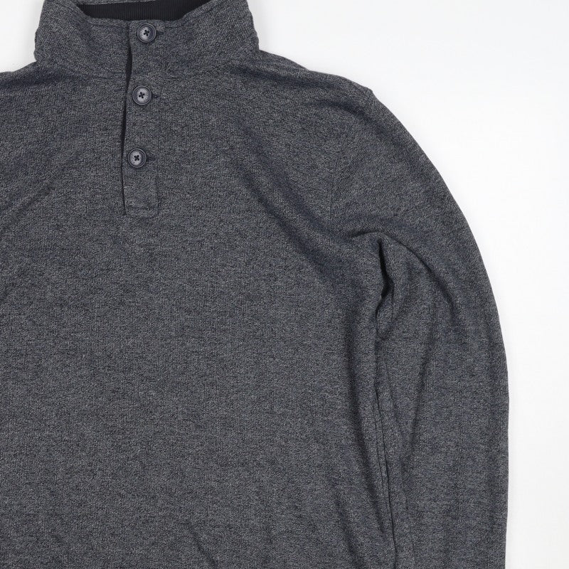 Maine New England Men's Grey Size S Henley High Neck Knit Sweatshirt