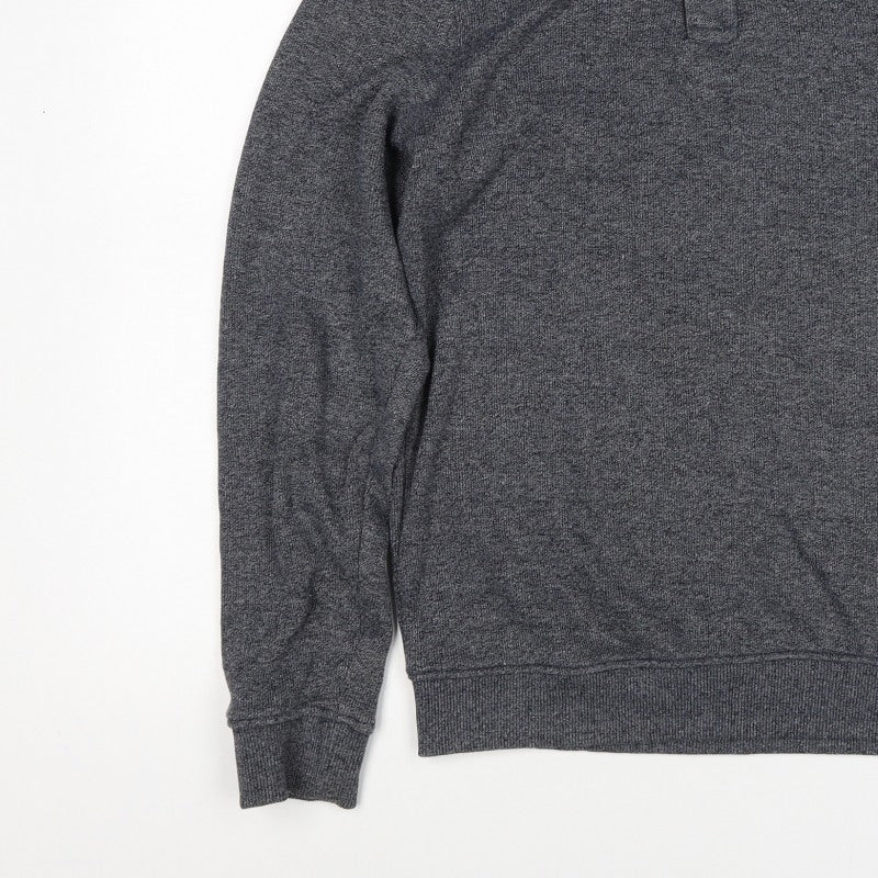Maine New England Men's Grey Size S Henley High Neck Knit Sweatshirt