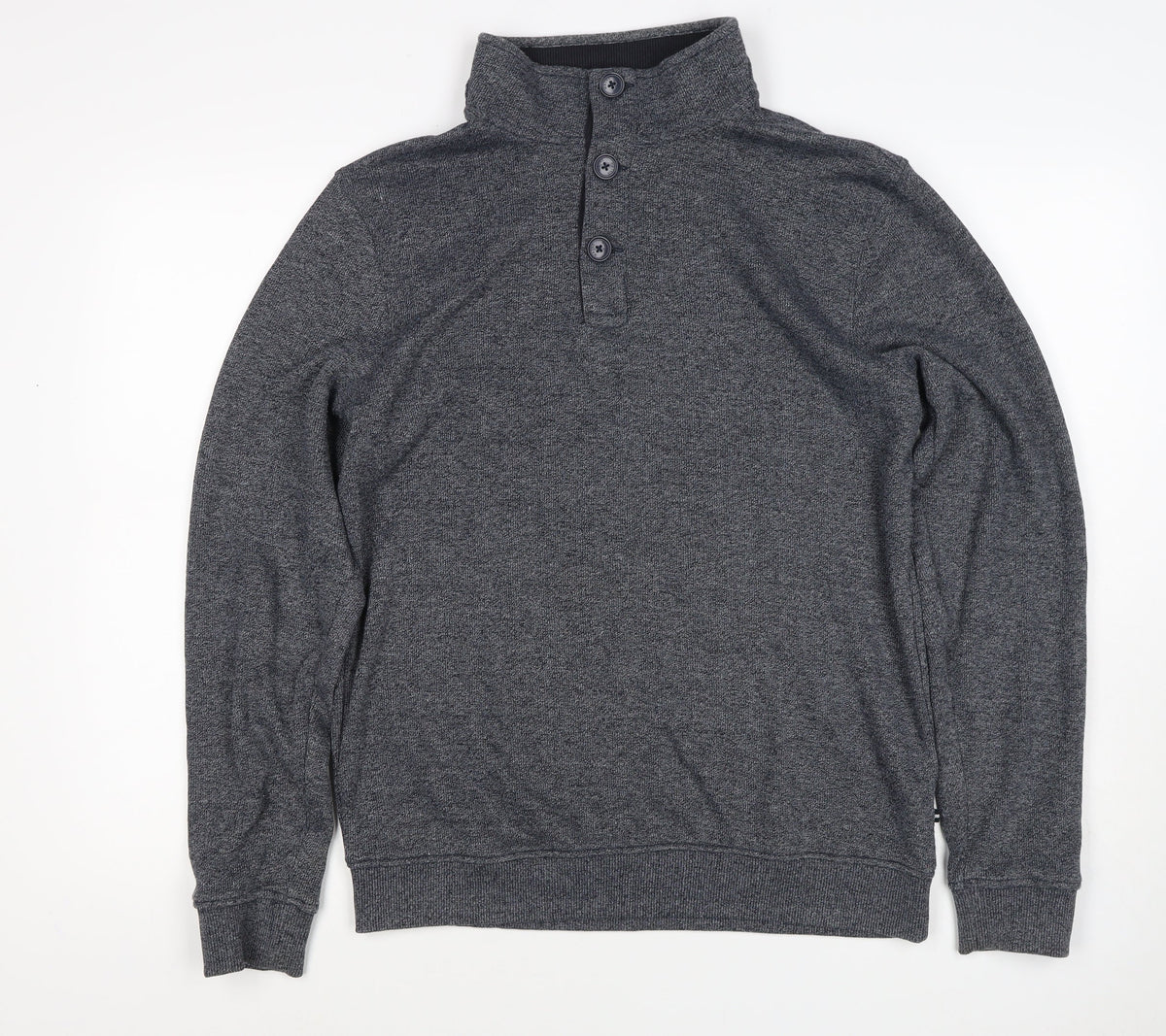 Maine New England Men's Grey Size S Henley High Neck Knit Sweatshirt