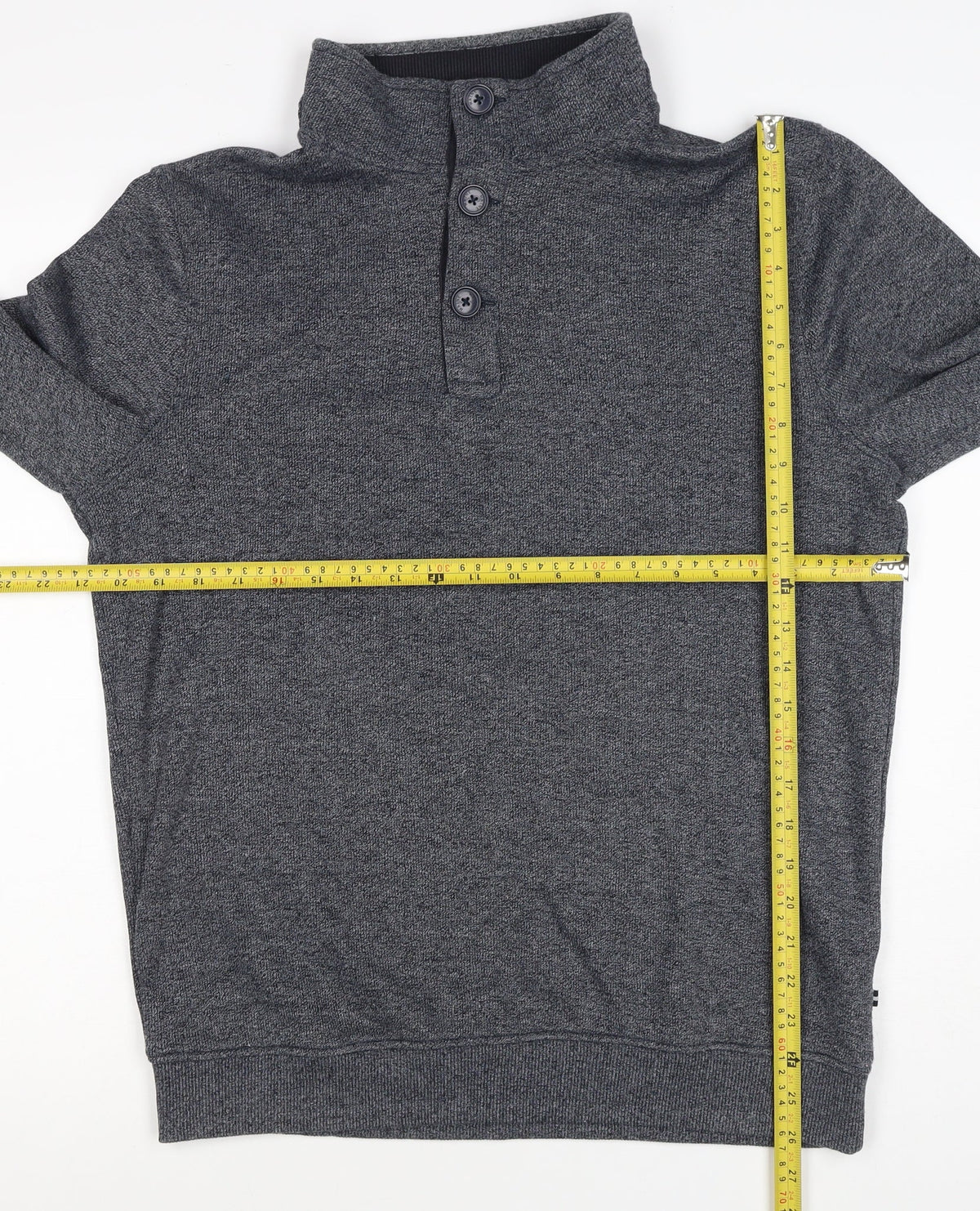 Maine New England Men's Grey Size S Henley High Neck Knit Sweatshirt