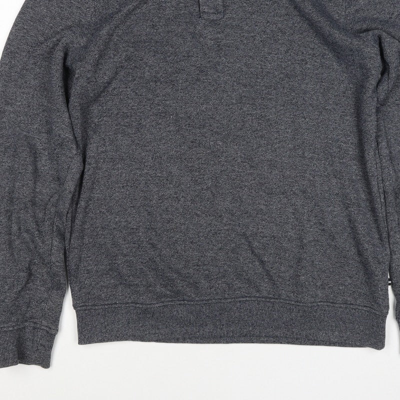 Maine New England Men's Grey Size S Henley High Neck Knit Sweatshirt