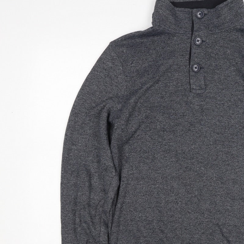 Maine New England Men's Grey Size S Henley High Neck Knit Sweatshirt