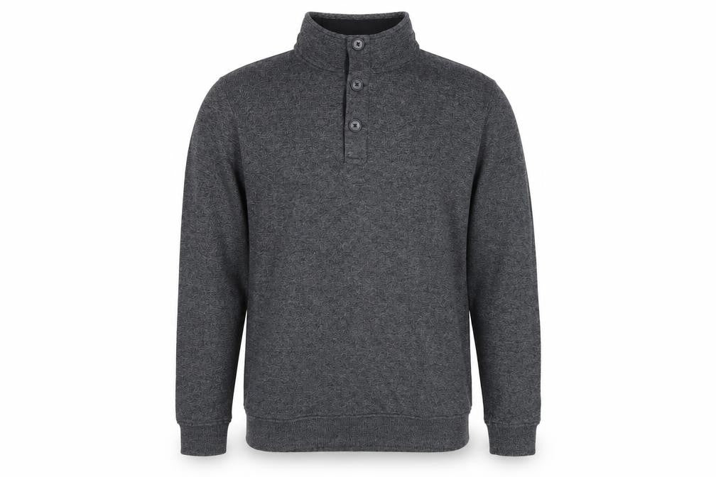 Maine New England Men's Grey Size S Henley High Neck Knit Sweatshirt