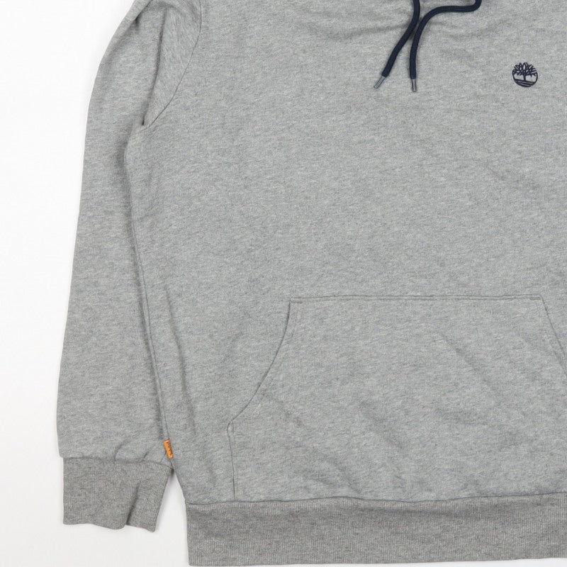 Timberland Men's Grey Small Pullover Logo Hoodie Regular Fit