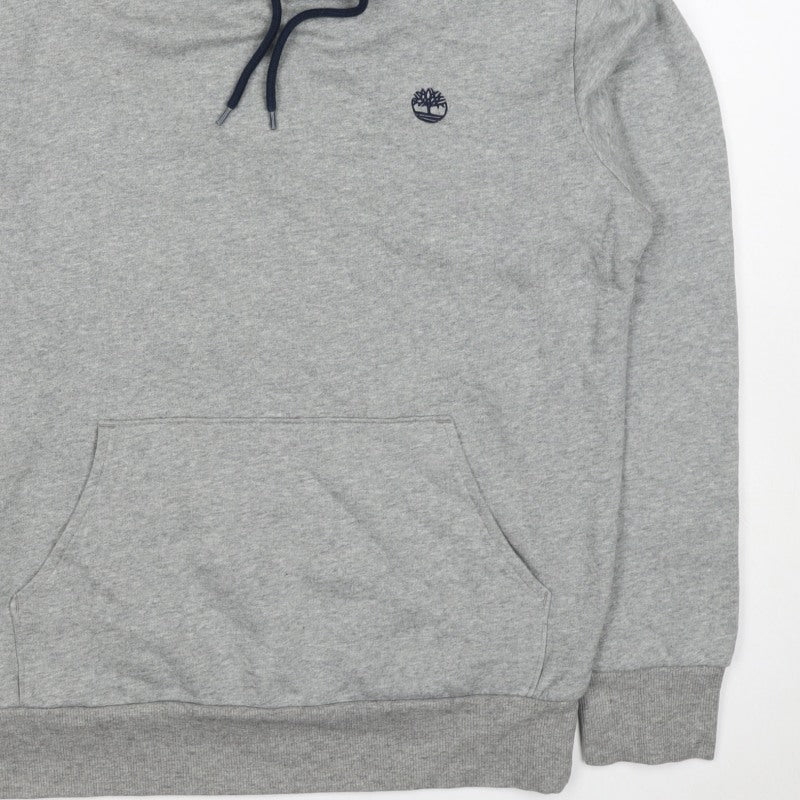 Timberland Men's Grey Small Pullover Logo Hoodie Regular Fit