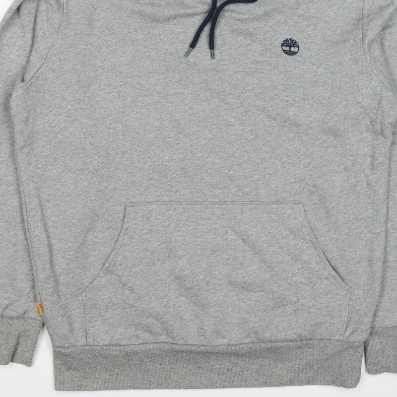 Timberland Men's Grey Small Pullover Logo Hoodie Regular Fit