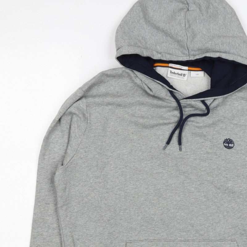 Timberland Men's Grey Small Pullover Logo Hoodie Regular Fit