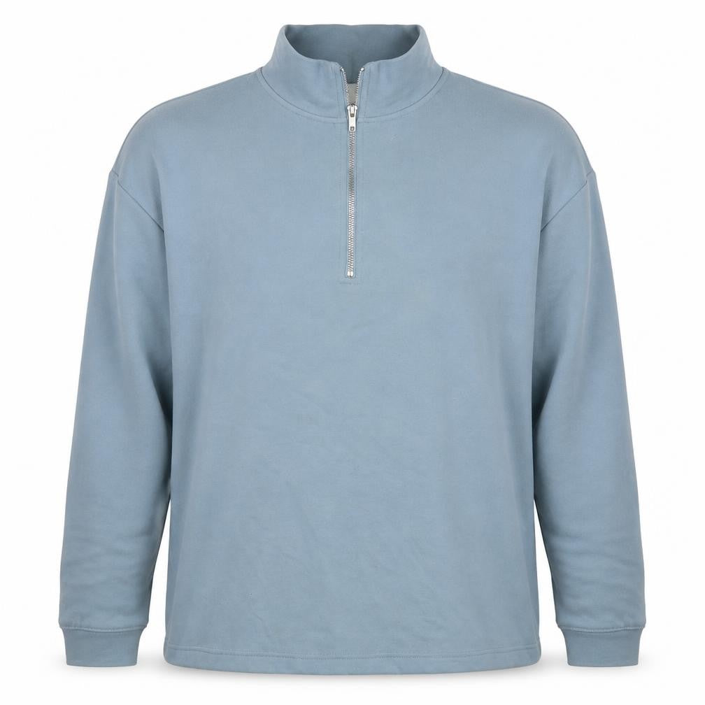 Topman Men’s Blue L Quarter Zip High Neck Sweatshirt