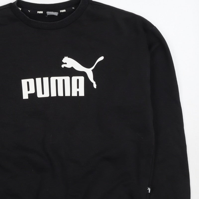 Puma Men’s Black M Logo Graphic Crew Neck Pullover Sweatshirt