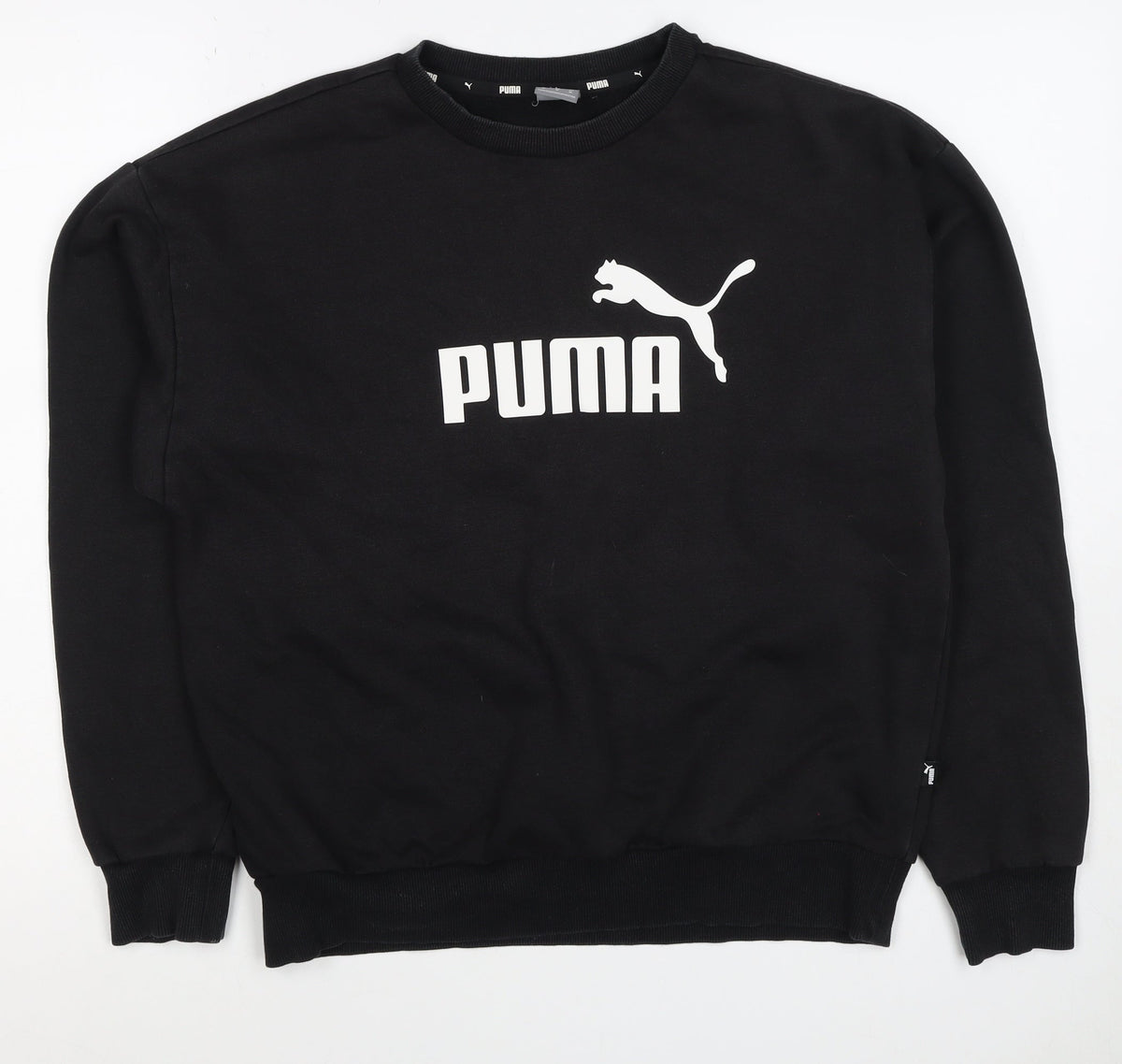 Puma Men’s Black M Logo Graphic Crew Neck Pullover Sweatshirt