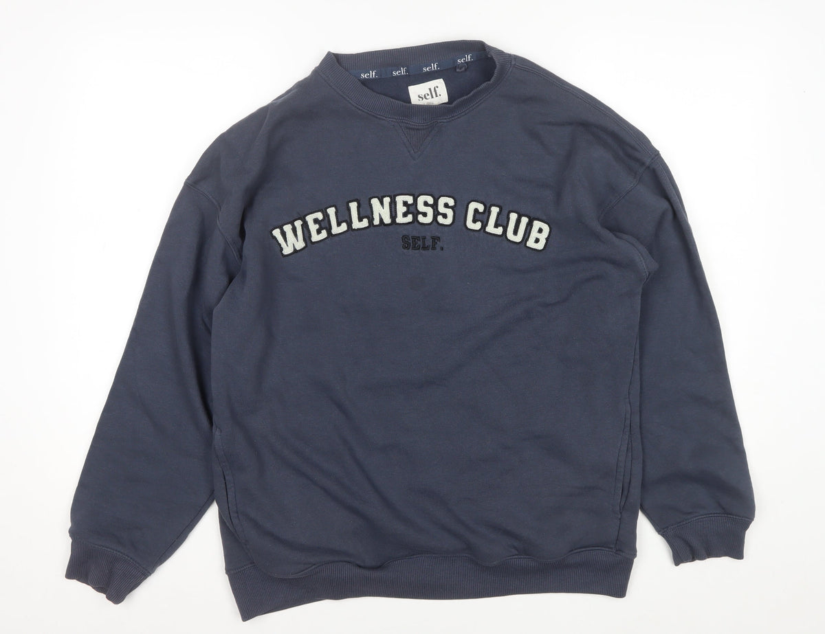 Self Women’s Blue UK 6 Wellness Club Crew Neck Pullover Sweatshirt