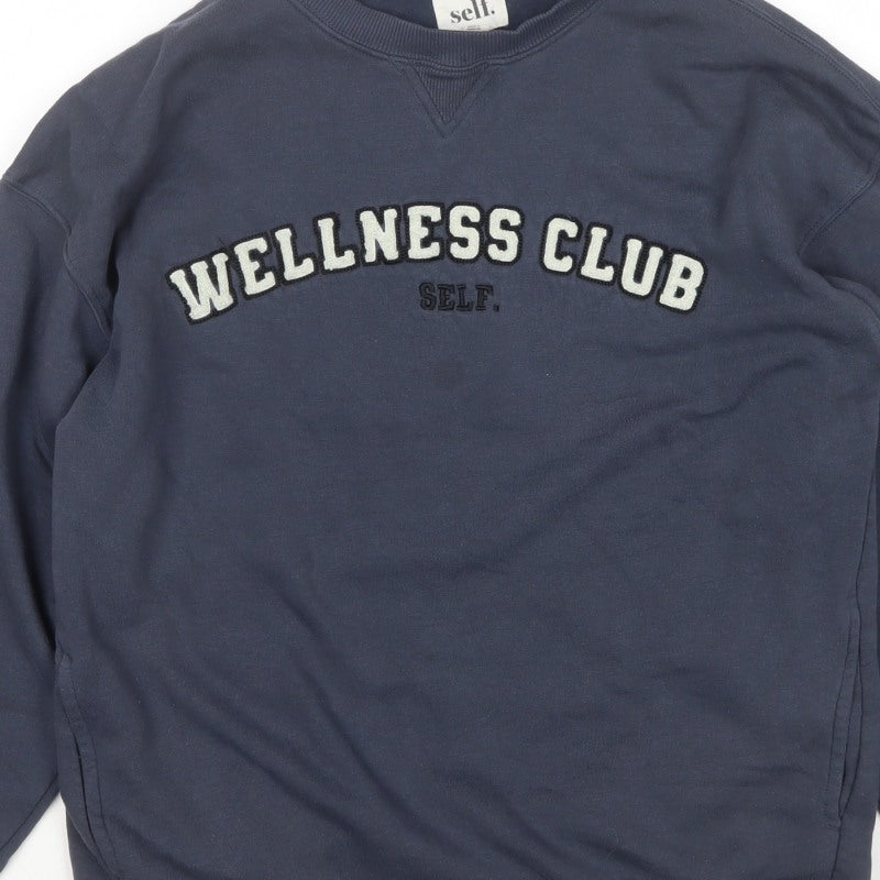 Self Women’s Blue UK 6 Wellness Club Crew Neck Pullover Sweatshirt