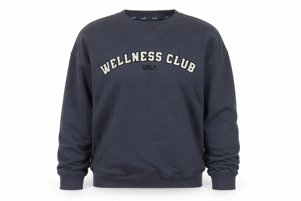Self Women’s Blue UK 6 Wellness Club Crew Neck Pullover Sweatshirt