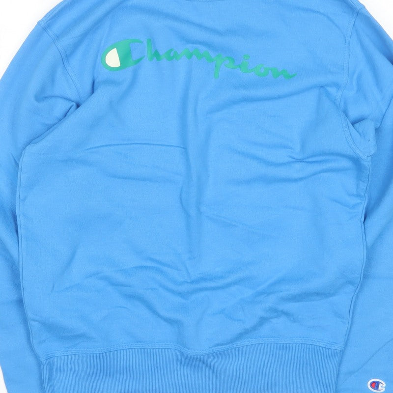 Champion Men’s Blue S Logo Graphic Crew Neck Pocket Sweatshirt
