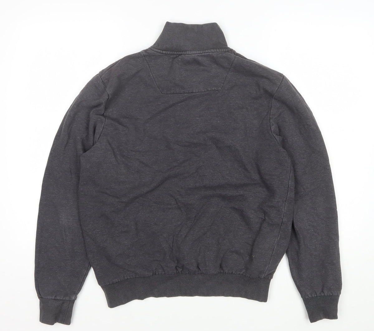 Threadbare Men’s Grey S 1/4 Zip High Neck Sweatshirt Pockets