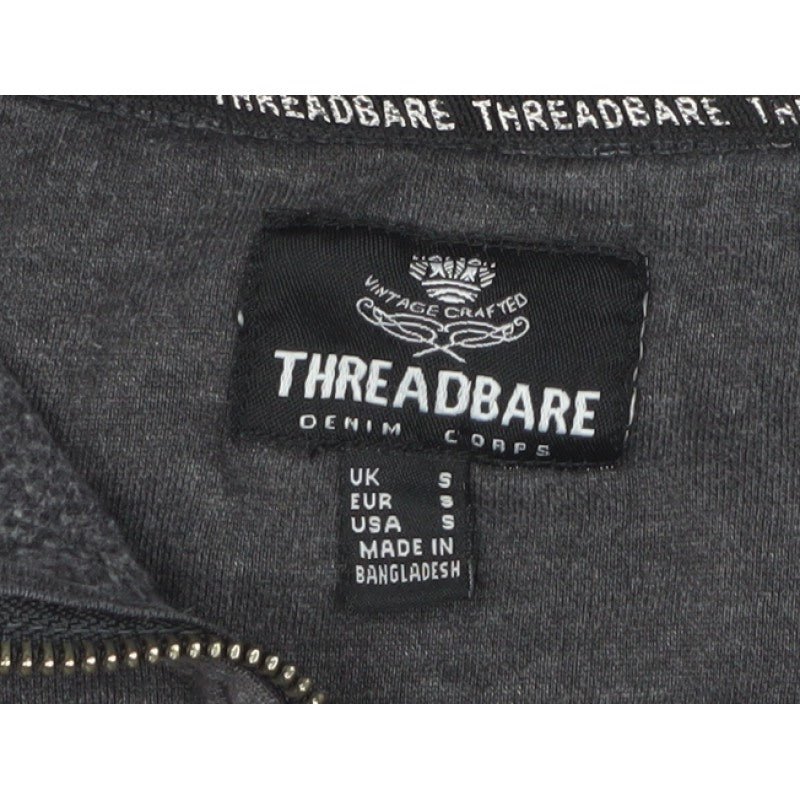 Threadbare Men’s Grey S 1/4 Zip High Neck Sweatshirt Pockets