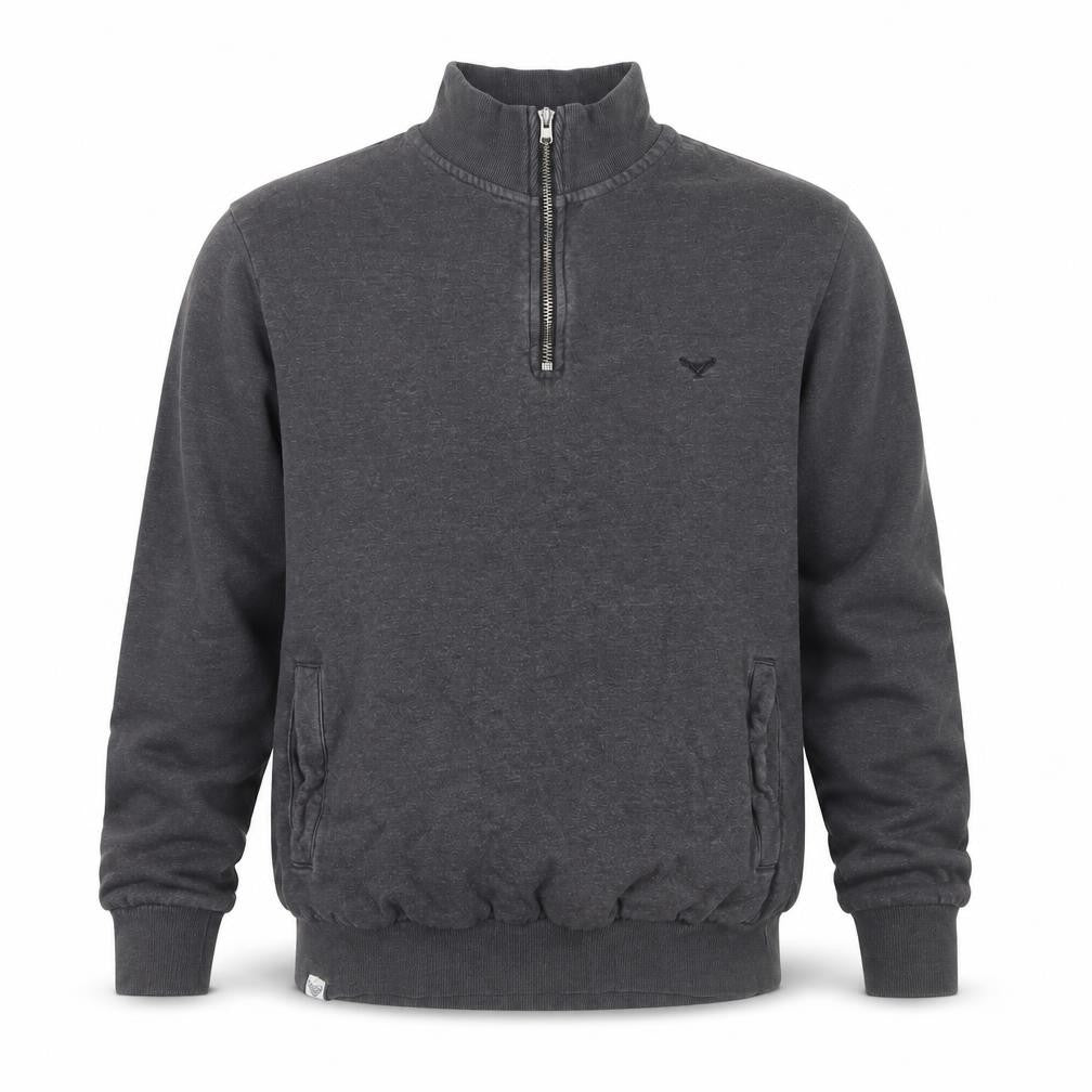 Threadbare Men’s Grey S 1/4 Zip High Neck Sweatshirt Pockets