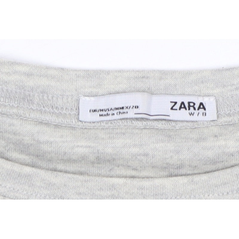 Zara Women Grey M Oversized Faux Fur Sleeve Crew Neck Sweatshirt
