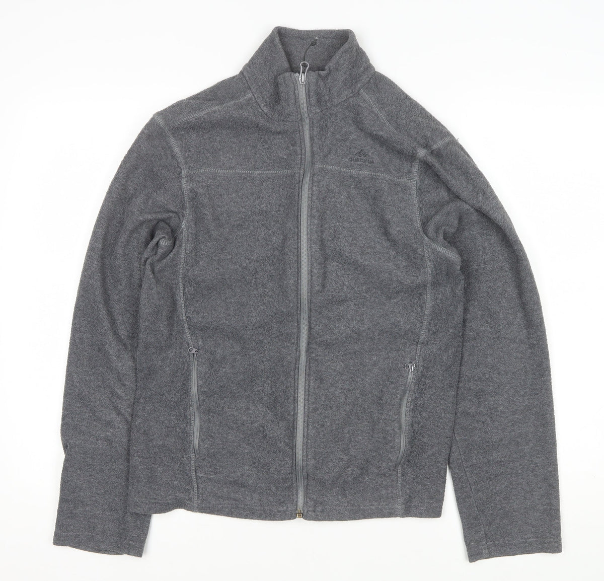 Quechua Men’s Grey M Full Zip Fleece Hiking Basic Jacket