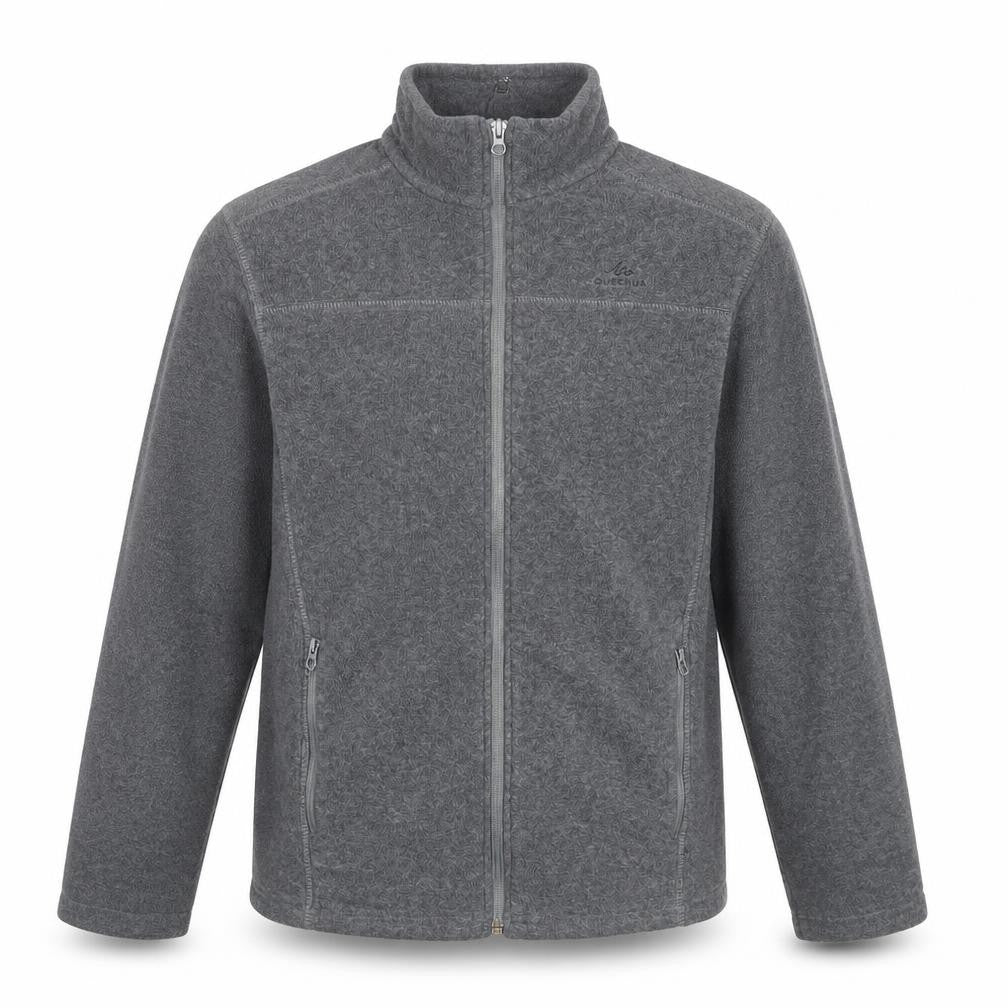 Quechua Men’s Grey M Full Zip Fleece Hiking Basic Jacket