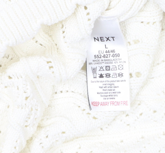 Next Women Ivory L Open Knit Pointelle Long Sleeve Pullover Jumper