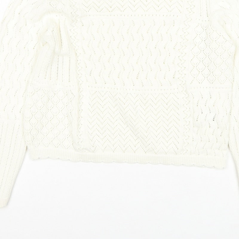 Next Women Ivory L Open Knit Pointelle Long Sleeve Pullover Jumper