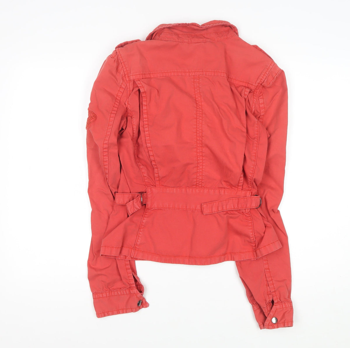 Firetrap Women Red M Biker Jacket Collared Zip Logo