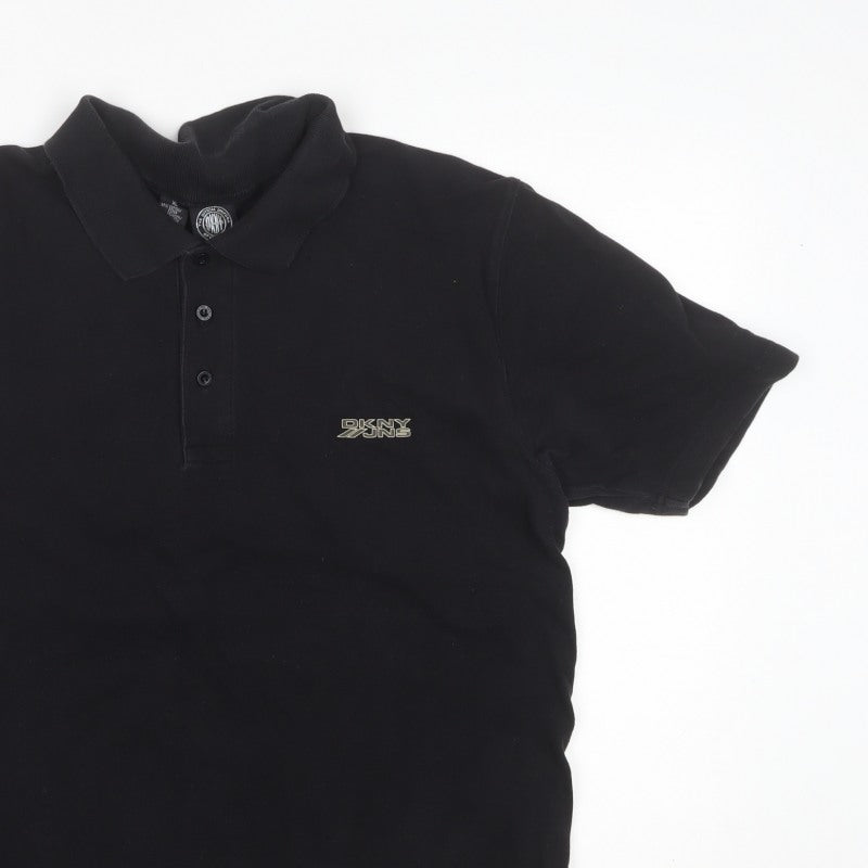 DKNY Jeans Men’s Black XL Logo Short Sleeve Polo Shirt