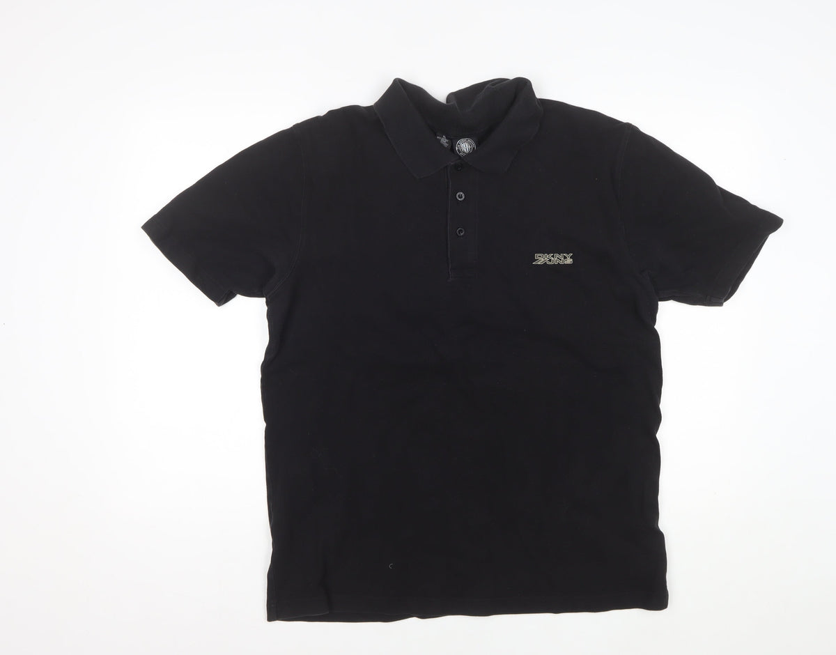 DKNY Jeans Men’s Black XL Logo Short Sleeve Polo Shirt