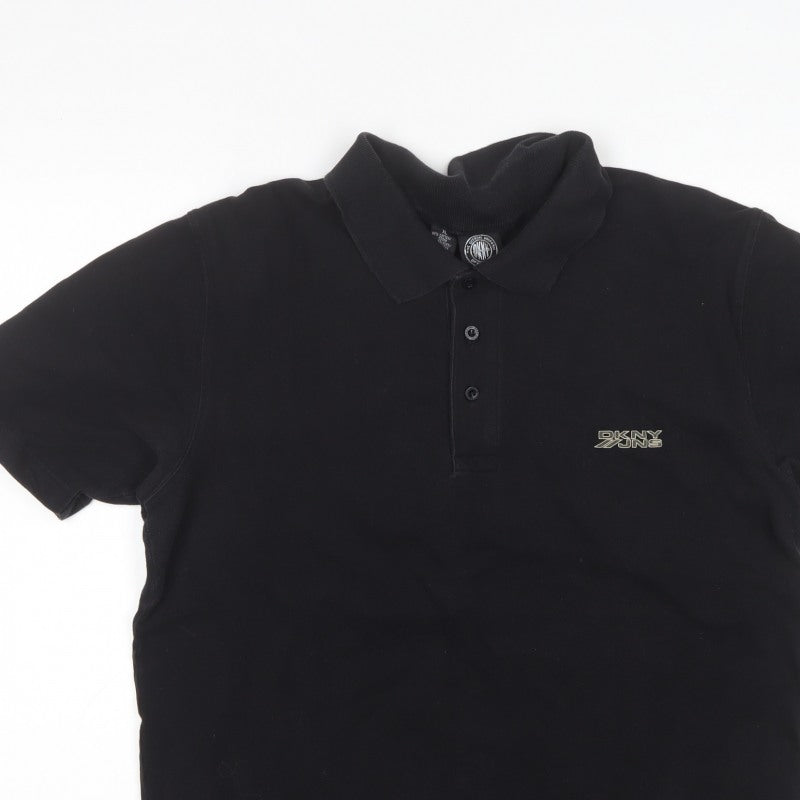 DKNY Jeans Men’s Black XL Logo Short Sleeve Polo Shirt