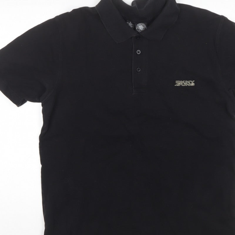 DKNY Jeans Men’s Black XL Logo Short Sleeve Polo Shirt