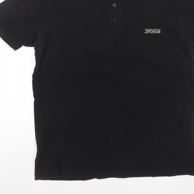DKNY Jeans Men’s Black XL Logo Short Sleeve Polo Shirt