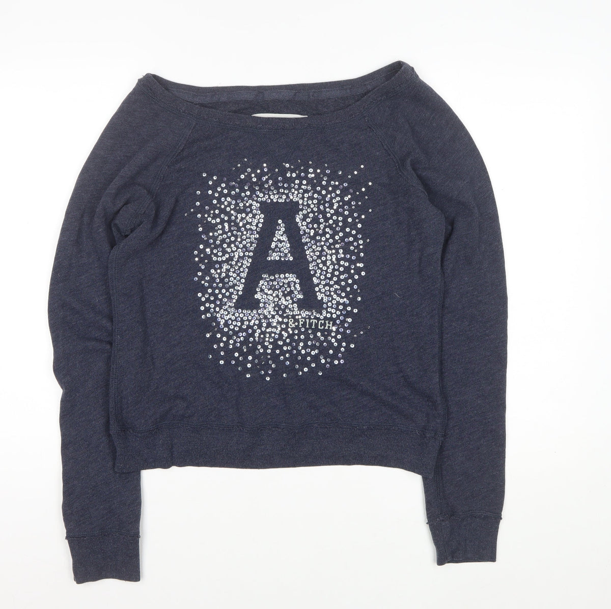 Abercrombie & Fitch Women’s Blue M Sequin Logo Pullover Sweatshirt