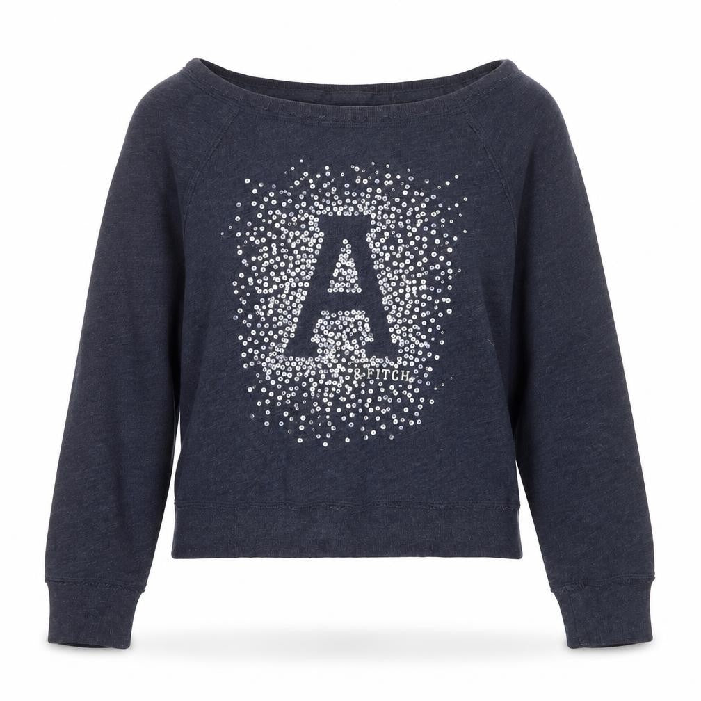 Abercrombie & Fitch Women’s Blue M Sequin Logo Pullover Sweatshirt