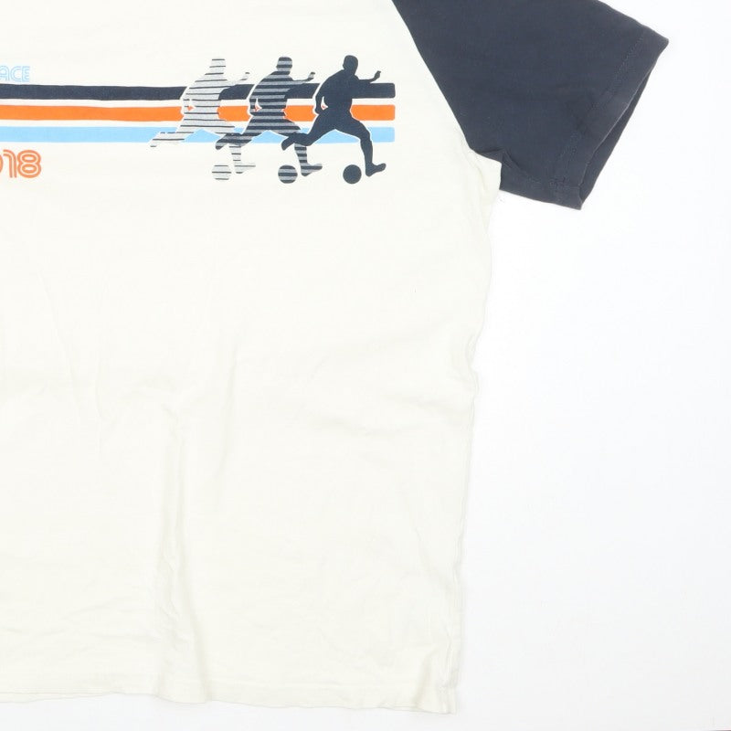 Fat Face Men’s L White Blue Sports Graphic Raglan T-Shirt