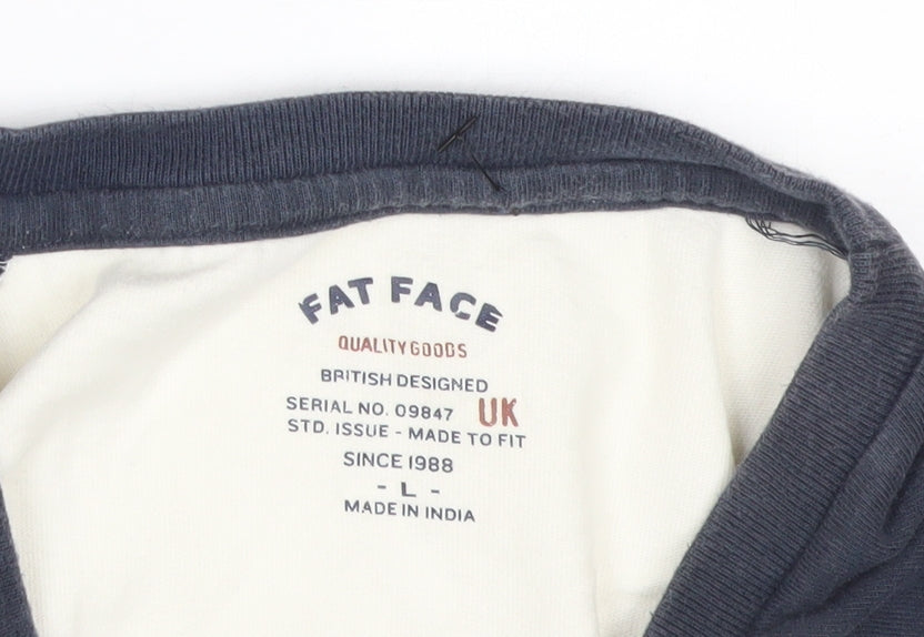 Fat Face Men’s L White Blue Sports Graphic Raglan T-Shirt