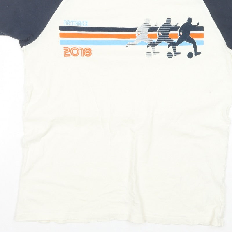 Fat Face Men’s L White Blue Sports Graphic Raglan T-Shirt