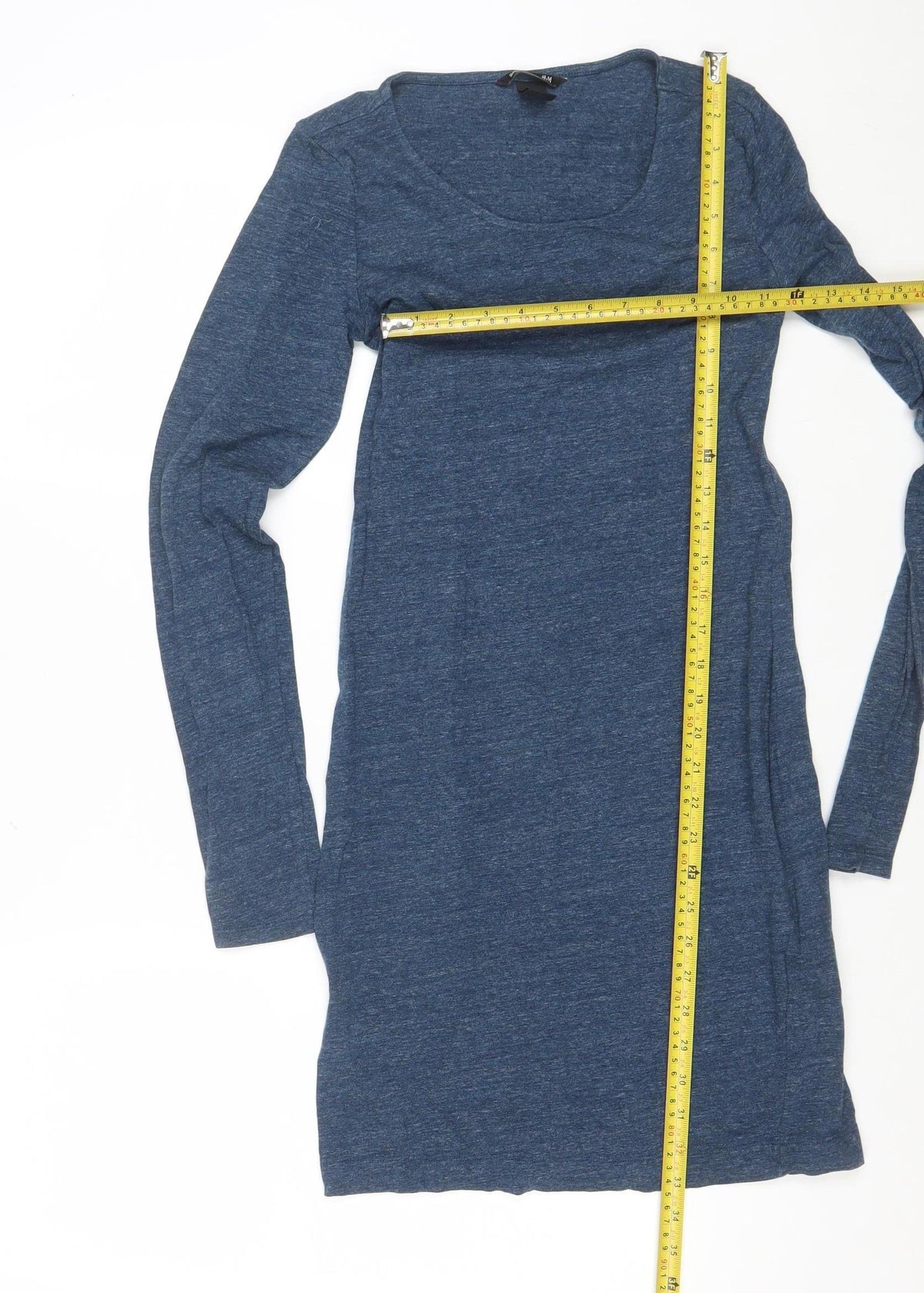 H&M Women Blue Size S Long Sleeve Scoop Neck Jersey Bodycon Dress