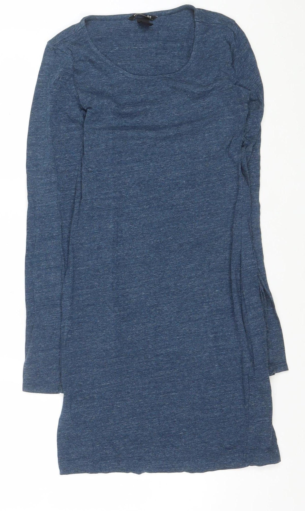 H&M Women Blue Size S Long Sleeve Scoop Neck Jersey Bodycon Dress