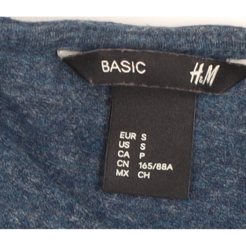 H&M Women Blue Size S Long Sleeve Scoop Neck Jersey Bodycon Dress