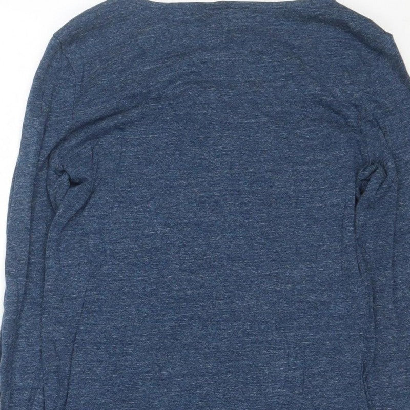 H&M Women Blue Size S Long Sleeve Scoop Neck Jersey Bodycon Dress