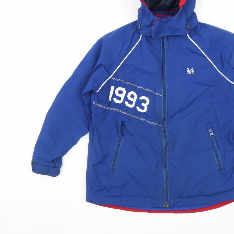 Crew Clothing Co Boys Blue Age 7 Hooded Basic Jacket Full Zip Fleece Lined