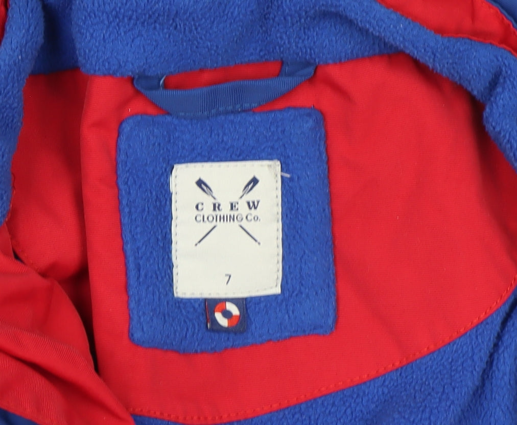Crew Clothing Co Boys Blue Age 7 Hooded Basic Jacket Full Zip Fleece Lined