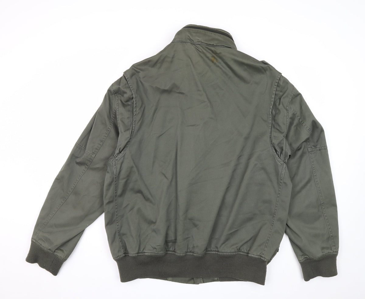 Lee Cooper Men's Green L Military Bomber Jacket Full Zip