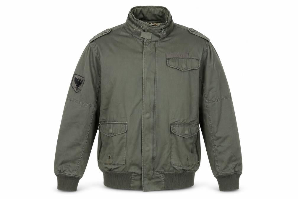 Lee Cooper Men's Green L Military Bomber Jacket Full Zip