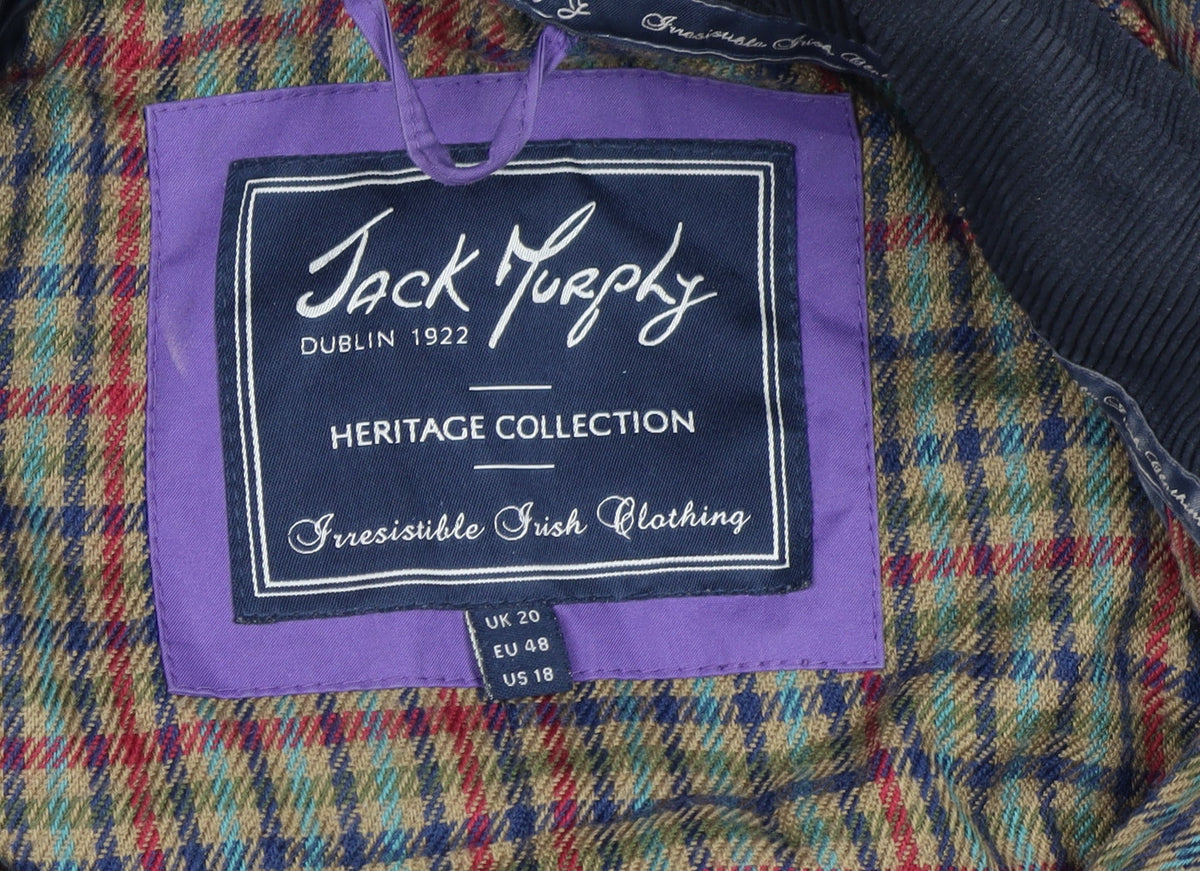 Jack Murphy Women Purple UK 20 Hooded Long Rain Coat Plaid Lined