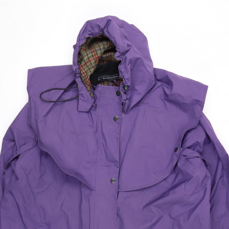 Jack Murphy Women Purple UK 20 Hooded Long Rain Coat Plaid Lined