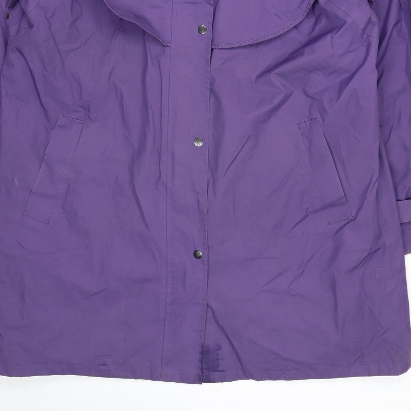 Jack Murphy Women Purple UK 20 Hooded Long Rain Coat Plaid Lined
