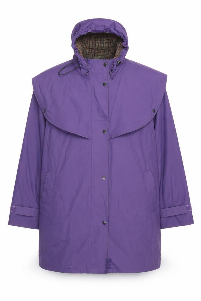 Jack Murphy Women Purple UK 20 Hooded Long Rain Coat Plaid Lined